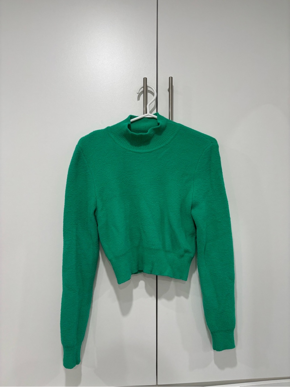 Zara Emerald Mock Neck Cropped Sweater